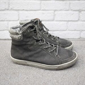 JOIE “Devon” Grey Leather Snakeskin High Top Sneakers